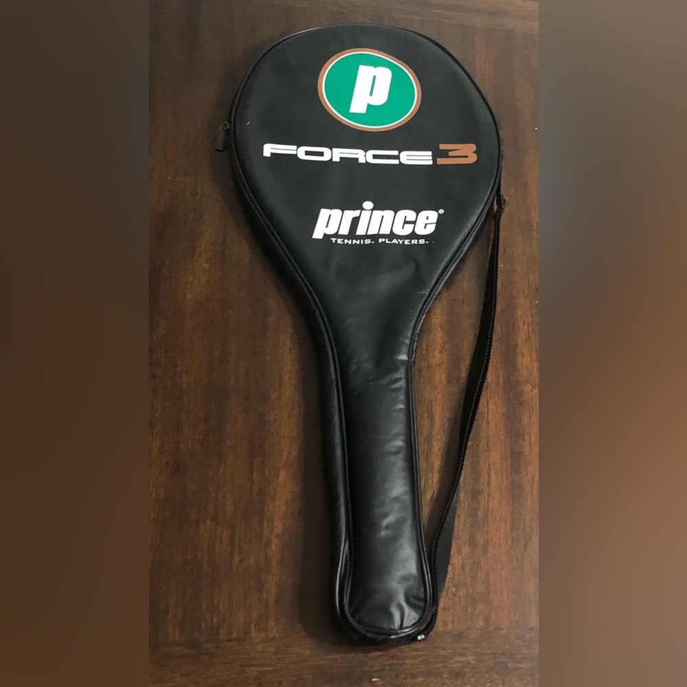 Force 3 Prince Tennis player Racket and Case green black. 27”LX 11” W.